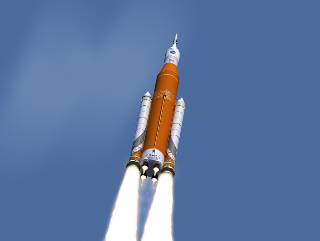 Vue d'artiste du Space Launch System. // Source : NASA/MSFC