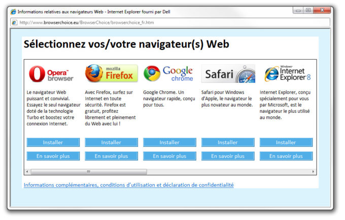 L'écran de sélection sous Windows 7. L'écran de sélection sous Windows 7.