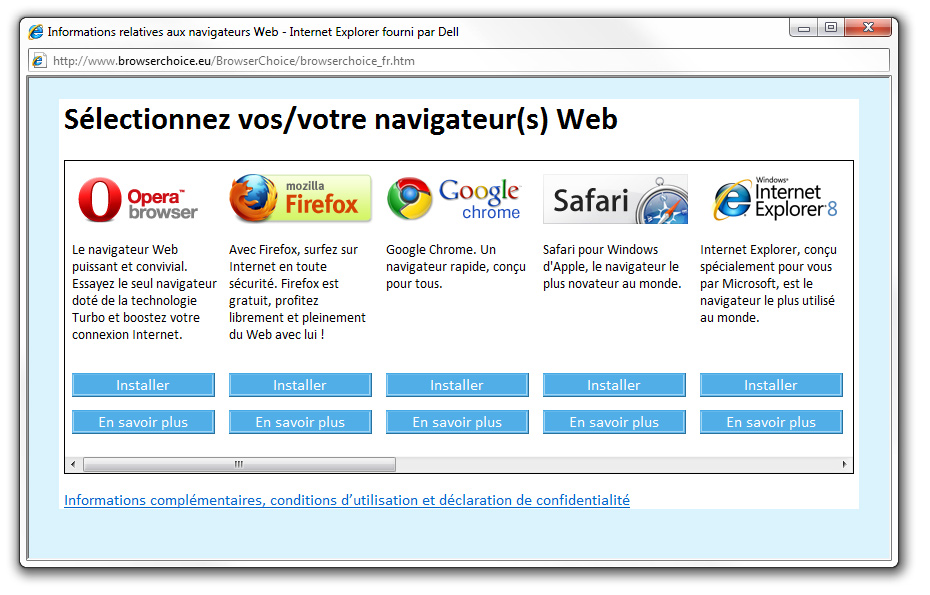 L'écran de sélection sous Windows 7. L'écran de sélection sous Windows 7.