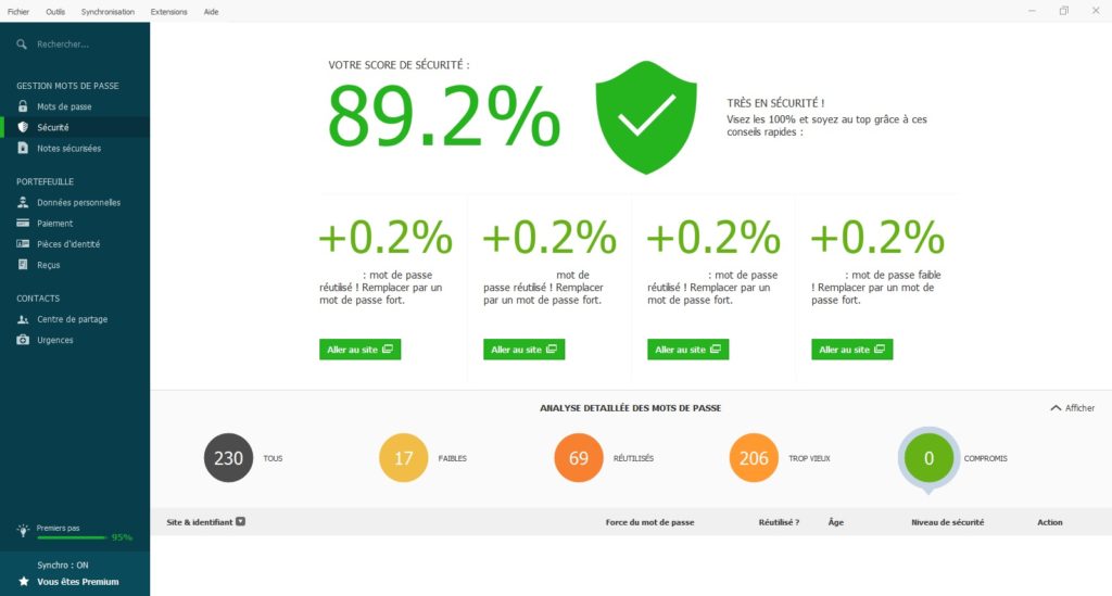 Un exemple d'interface Dashlane.