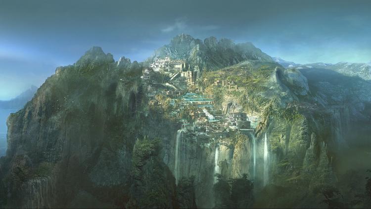 Concept-art de Themyscira, île des Amazones (Warner B.)