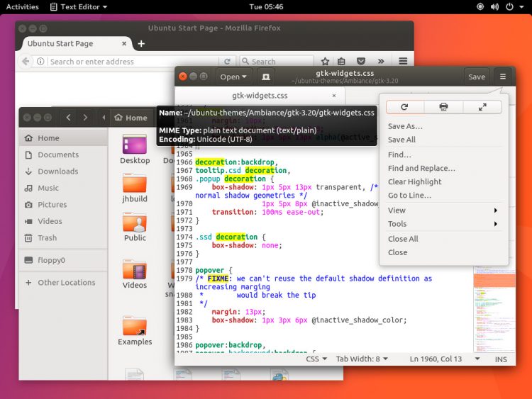 Le thème Ambiance, remanié pour Gnome. (OMG! Ubuntu)