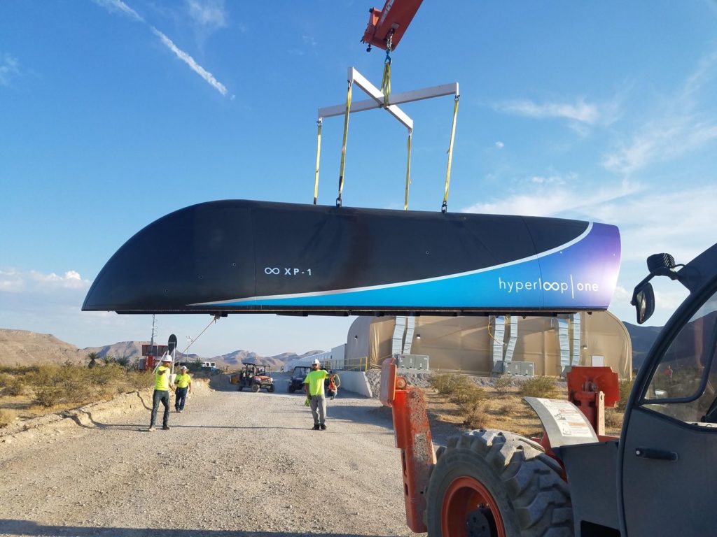A capsule imagined by Hyperloop One.  // Source: Virgin Hyperloop One