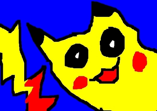Pikachu, huile sur Paint. Anonyme.