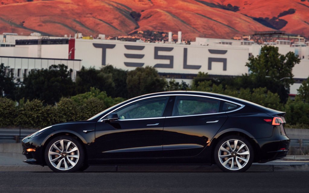 Une voiture Model 3 de Tesla. // Source : Tesla