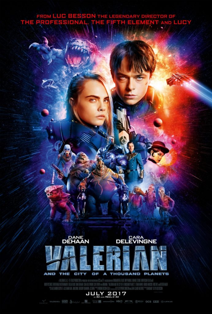 Affiche de Valérian et la Cité des milles planètes, rappelant assez clairement les compositions de Drew Struzan pour les affiches de Star Wars.