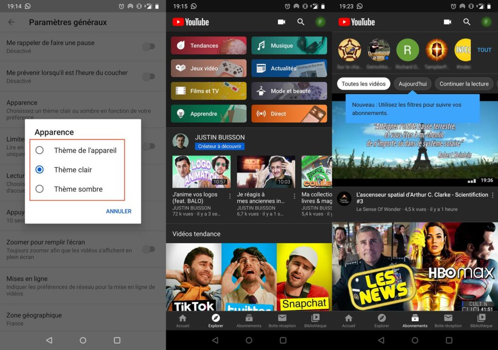 YouTube mode sombre Android 2