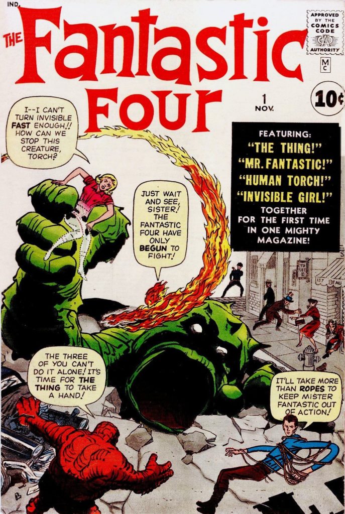Couverture du premier épisode des Fantastic Four, publié en novembre 1961. Le début de l'univers Marvel.