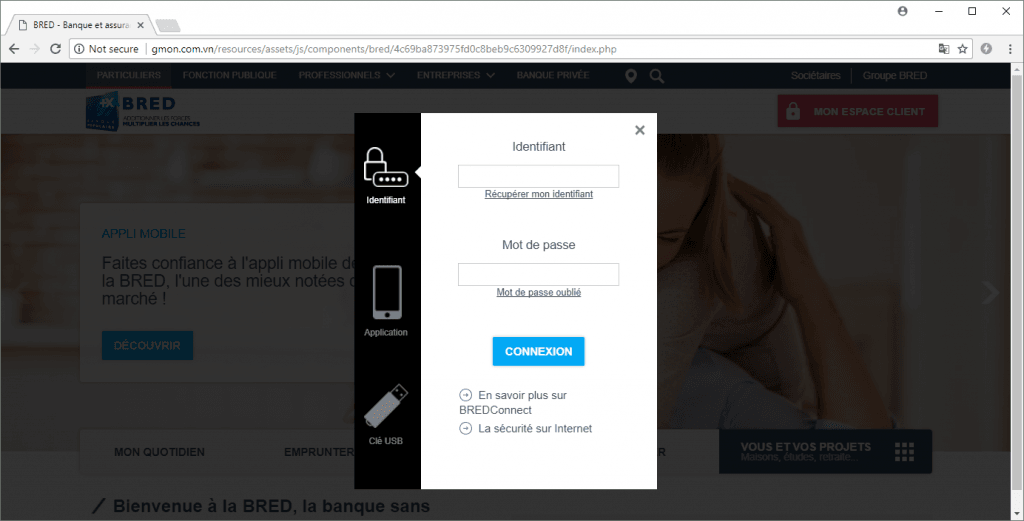 La fausse page de la BRED / Netcraft La fausse page de la BRED / Netcraft