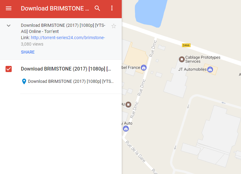 Exemple de détournement de My Maps pour partager des torrents