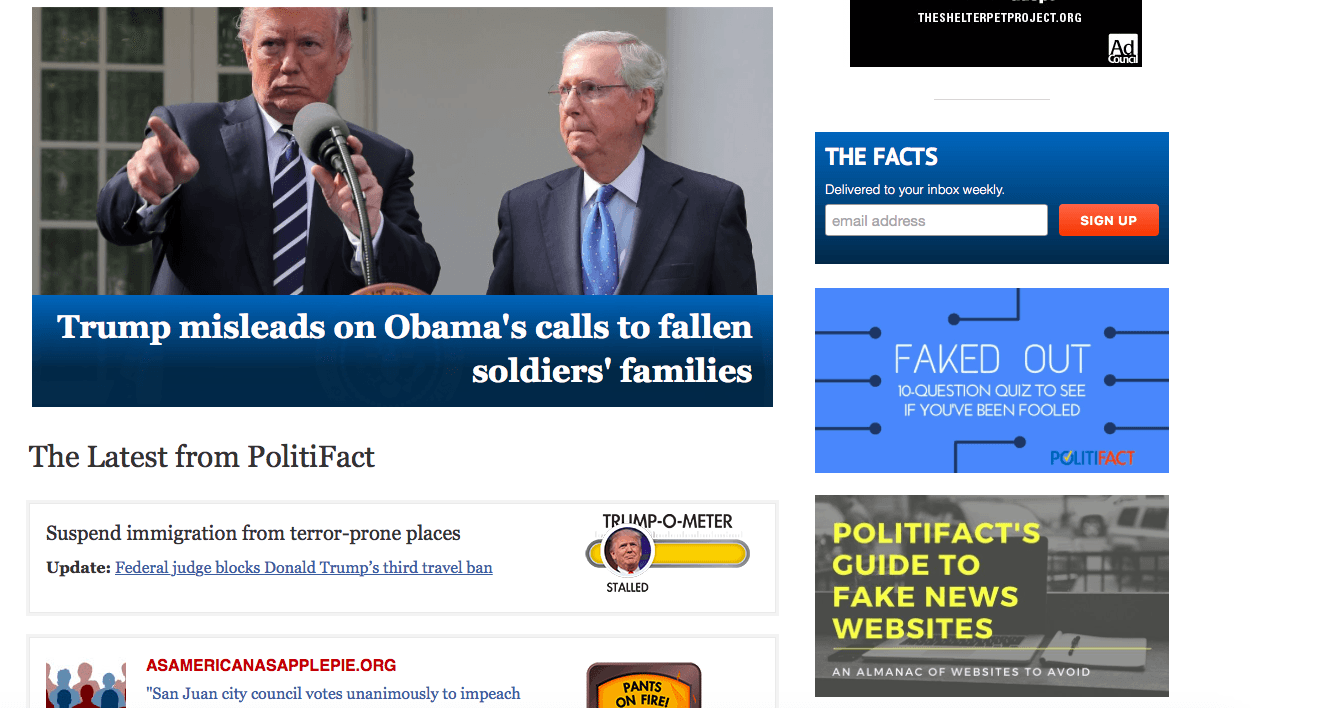 Capture d'écran du site PolitiFact