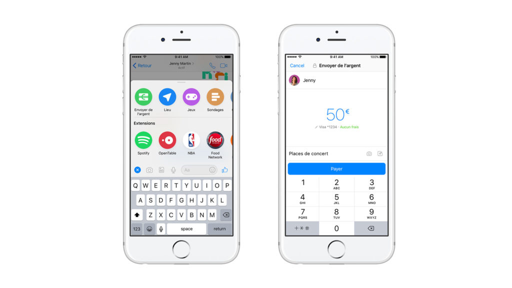 Le service de transfert d’argent intégré à Messenger. // Source : Facebook Le service de transfert d’argent intégré à Messenger. // Source : Facebook