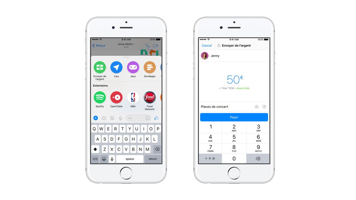 Le service de transfert d’argent intégré à Messenger. // Source : Facebook