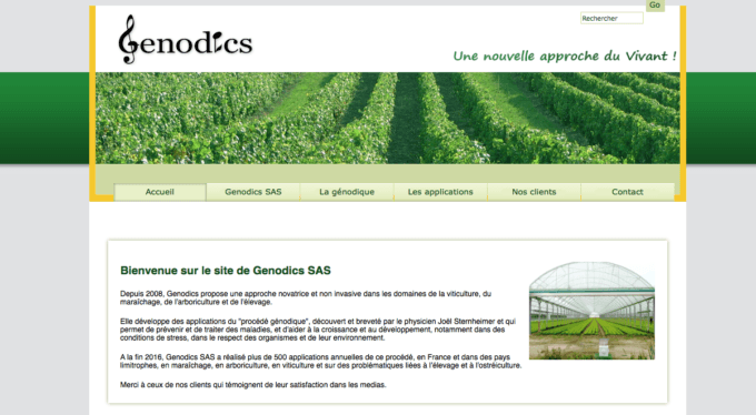 Le site de Genodics. Le site de Genodics.