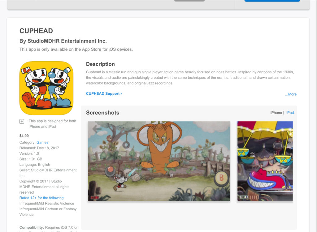 Cuphead iOS