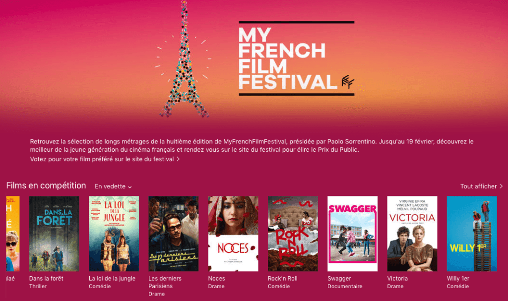 La sélection My French Film Festival sur iTunes France