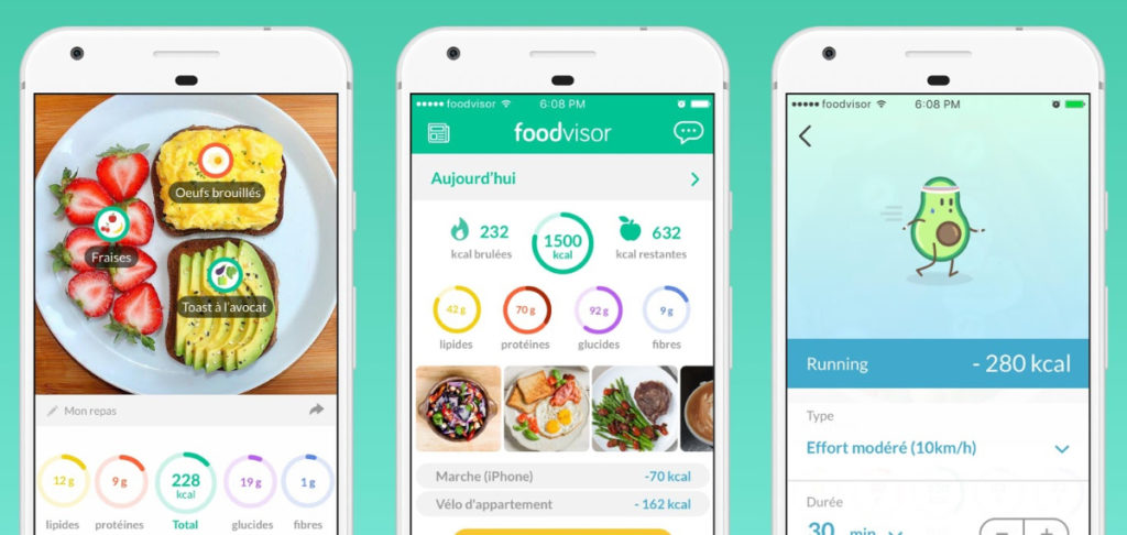 Une IA analyse les photos de vos plats. // Source : Captures d'écran de Foodvisor sur Android.
