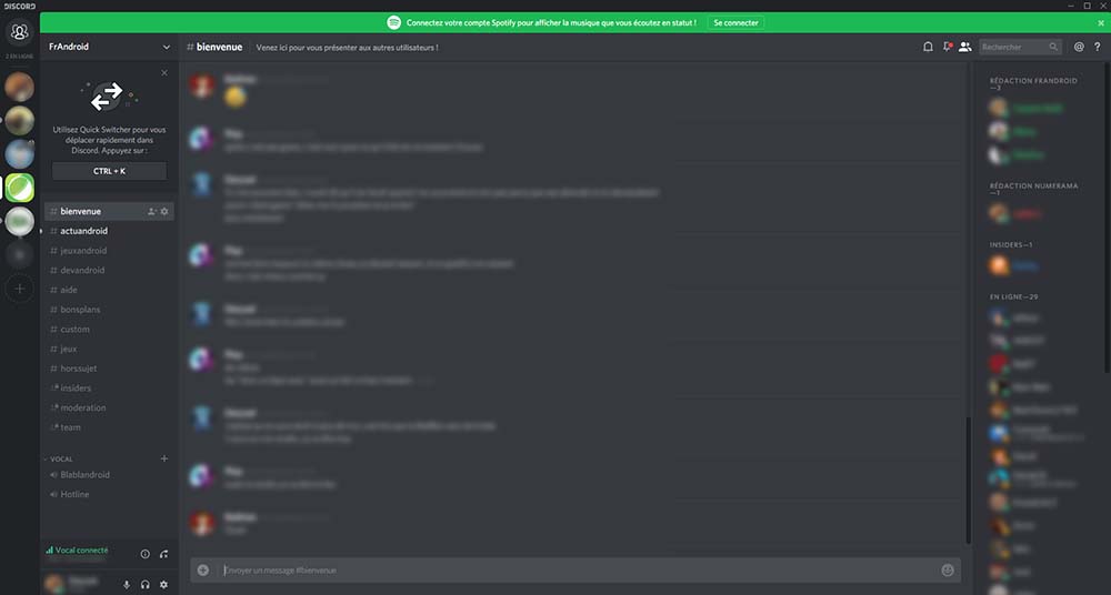 Discord vous propose de se connecter à votre compte Spotify.