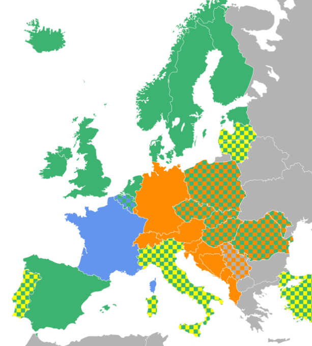 Disposition des touches en Europe
