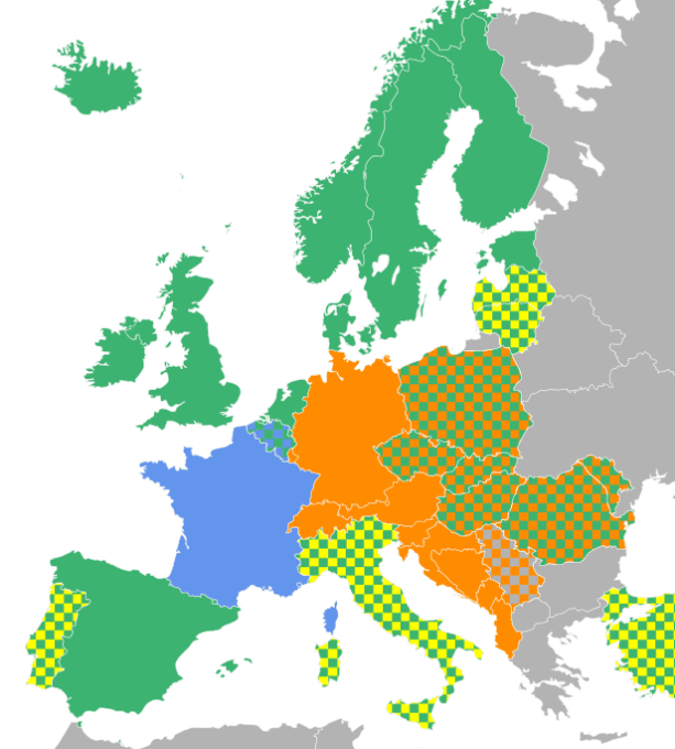 Disposition des touches en Europe Disposition des touches en Europe
