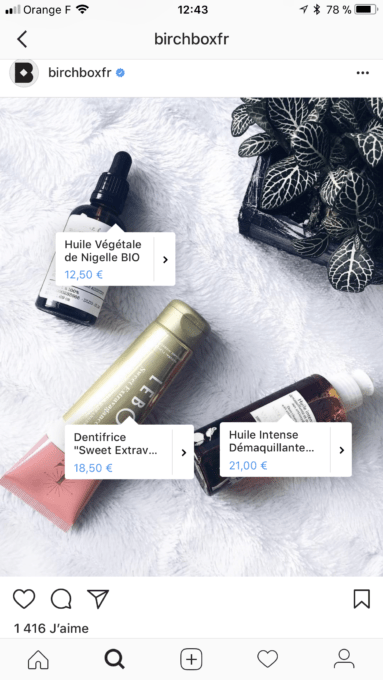 Instagram Shopping. Crédit : Instagram Instagram Shopping. Crédit : Instagram