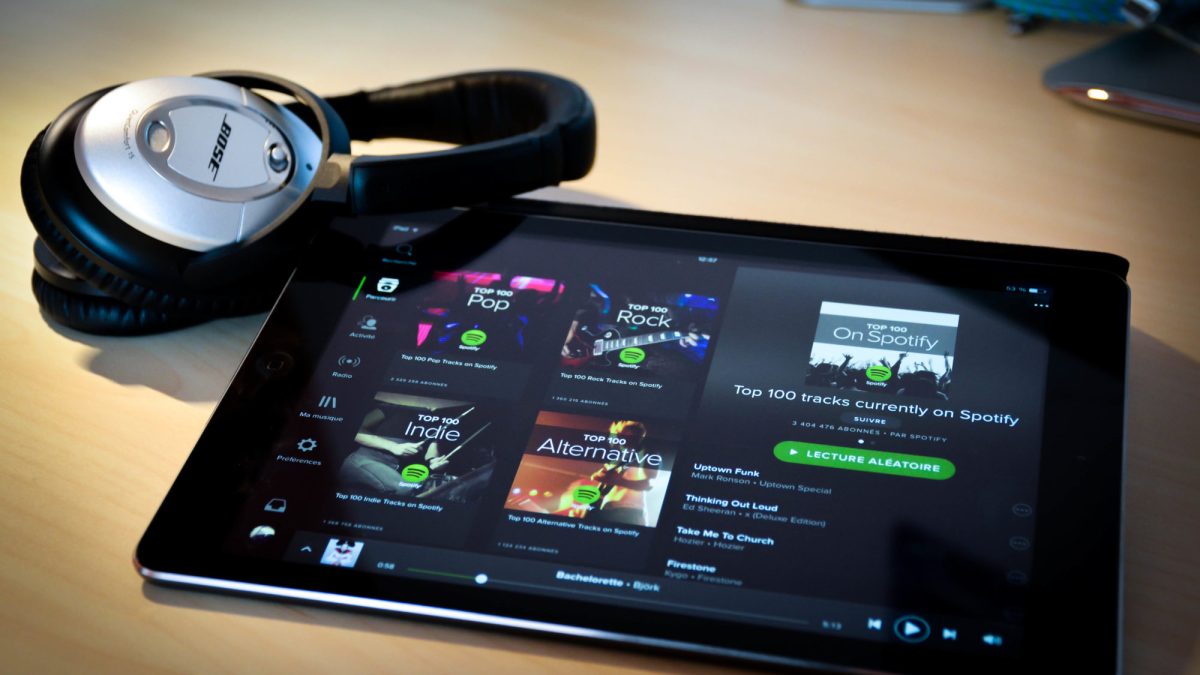 L'appli Spotify sur  tablette. // Source : Julien Sabardu