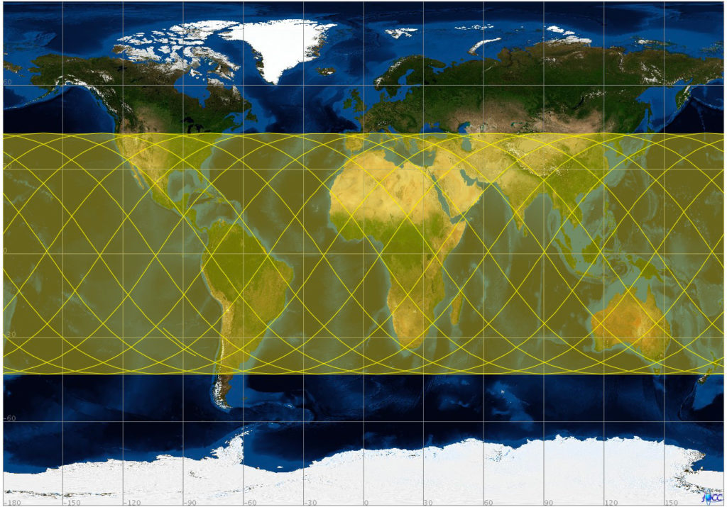 Tiangong-1 zone de survol