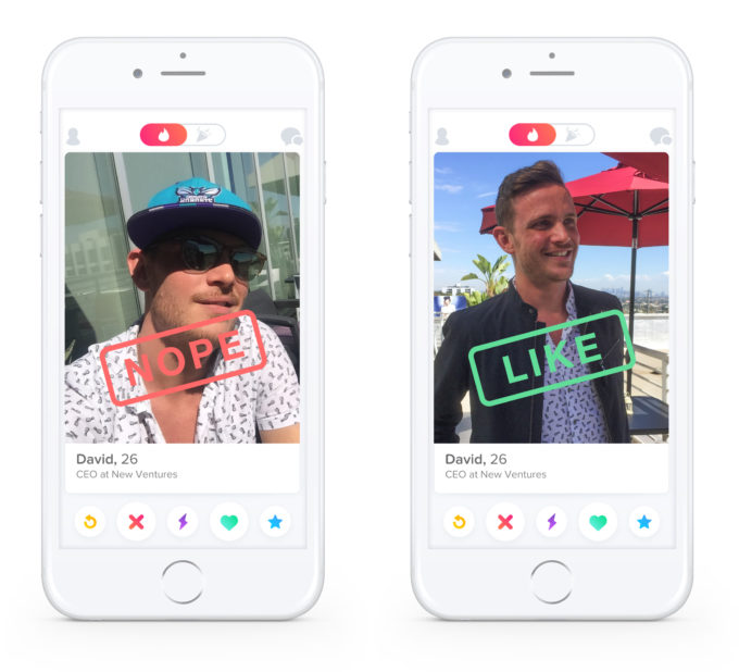 L'interface de Tinder. Crédit : Tinder. L'interface de Tinder. Crédit : Tinder.