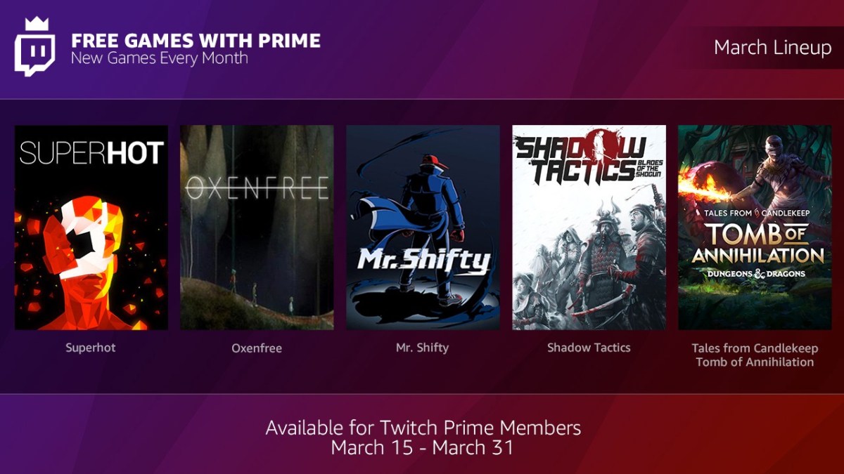 Twitch Prime Lineup