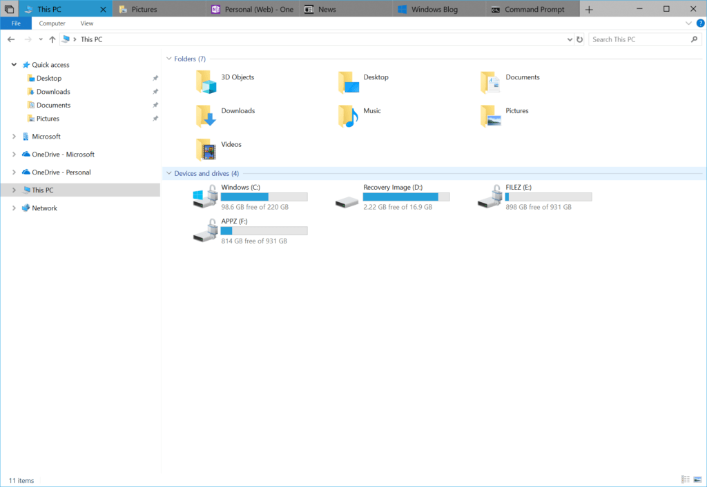 Windows 10 onglet Windows 10 onglet