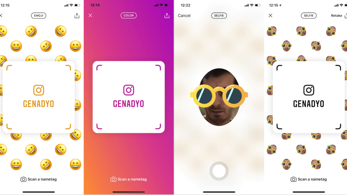 Capture d'écran Instagram Nametags