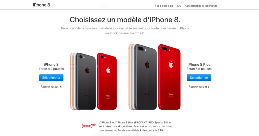 L'iPhone 8 RED disponible dans l'Apple Store ce 10 avril 2018. Apple