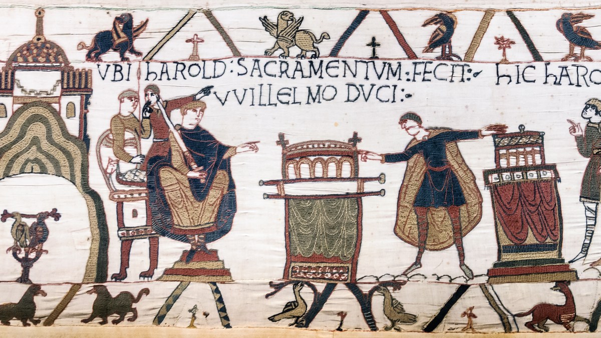 Tapisserie de Bayeux - Scène 23 : Harold prête serment à Guillaume