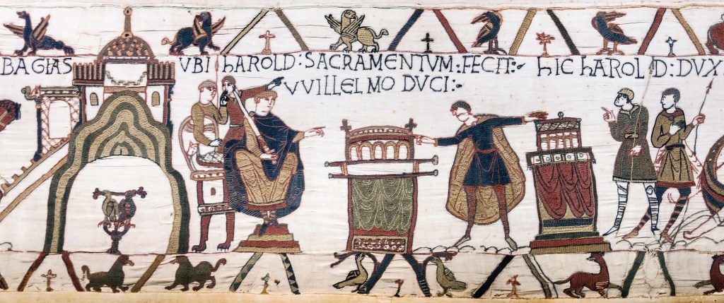 Tapisserie de Bayeux - Scène 23 : Harold prête serment à Guillaume