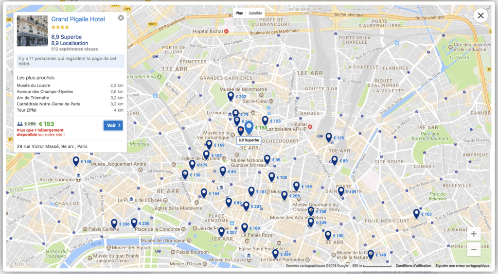 Intégration personnalisée de Google Maps sur Booking.com