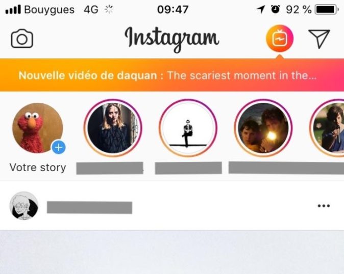 Capture d'écran de l'option IGTV dans Instagram