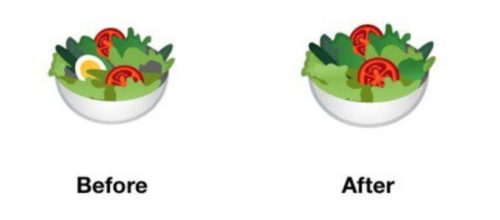 L'ancien emoji salade sur Android et le nouveau // Source : Twitter/jenniferdaniel