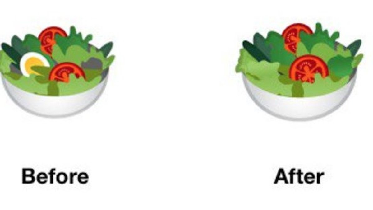 L'ancien emoji salade sur Android et le nouveau // Source : Twitter/jenniferdaniel