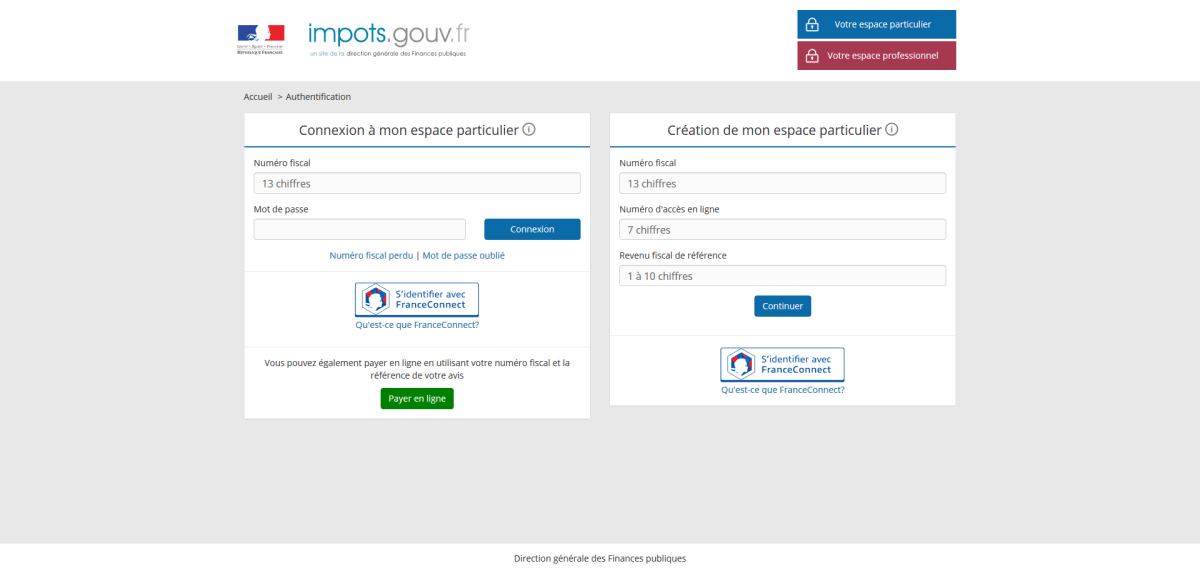 Le site des impôts.