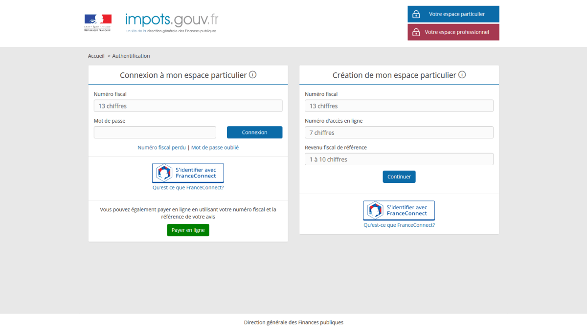 Le site des impôts.