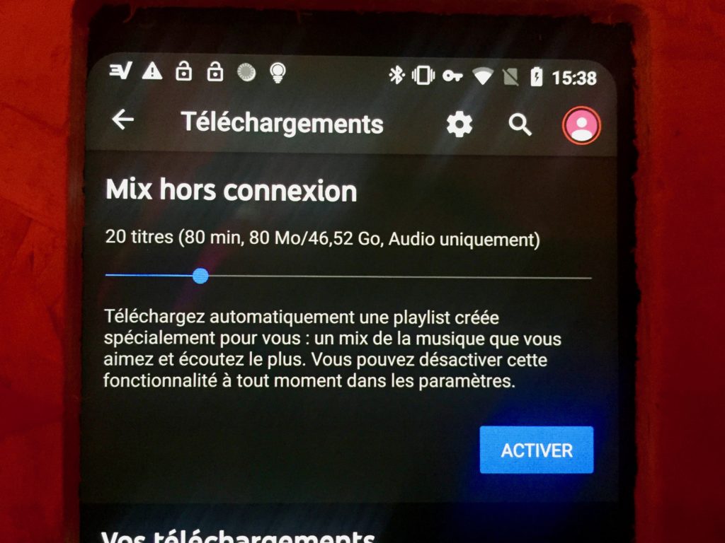 Photo de l'interface "hors connexion" de YouTube Music Premium. Numerama/MT