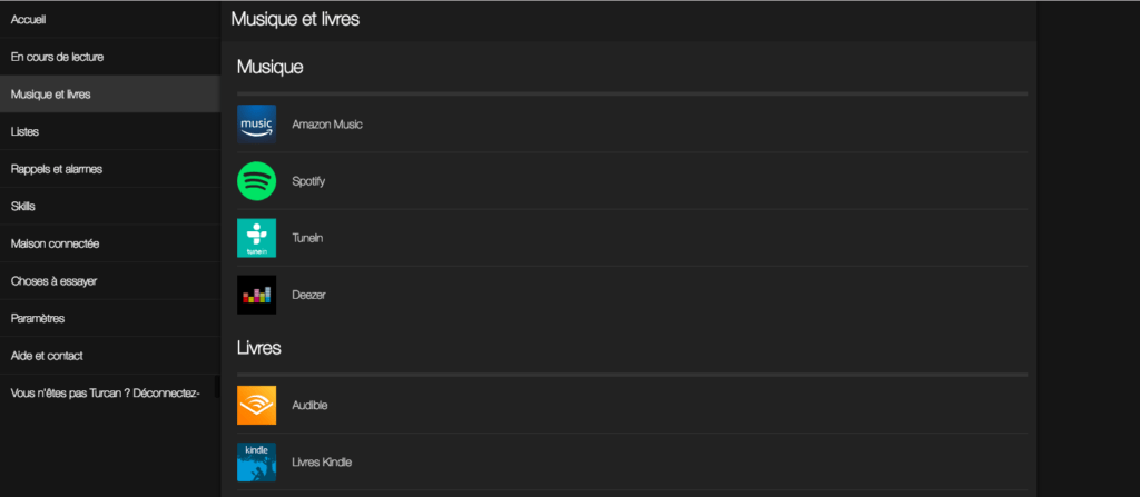 Capture d'écran Amazon Echo Capture d'écran Amazon Echo