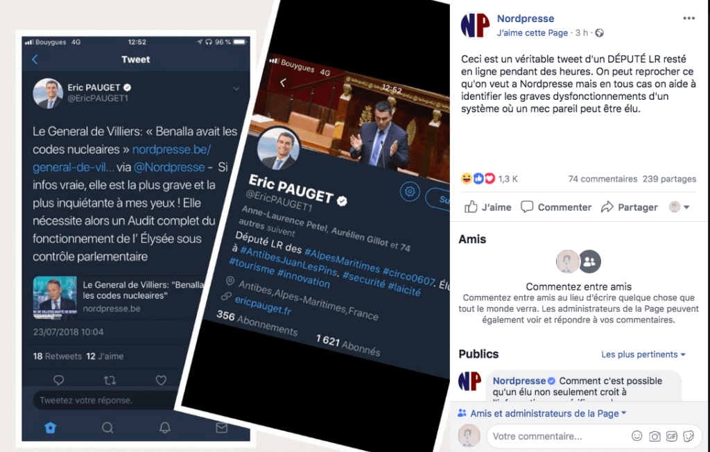 Capture d'écran de la page Facebook de NordPresse