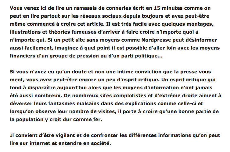 Capture d'écran de la page Facebook de Nordpresse