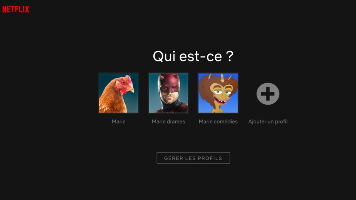 Test de plusieurs profils // Source : Netflix