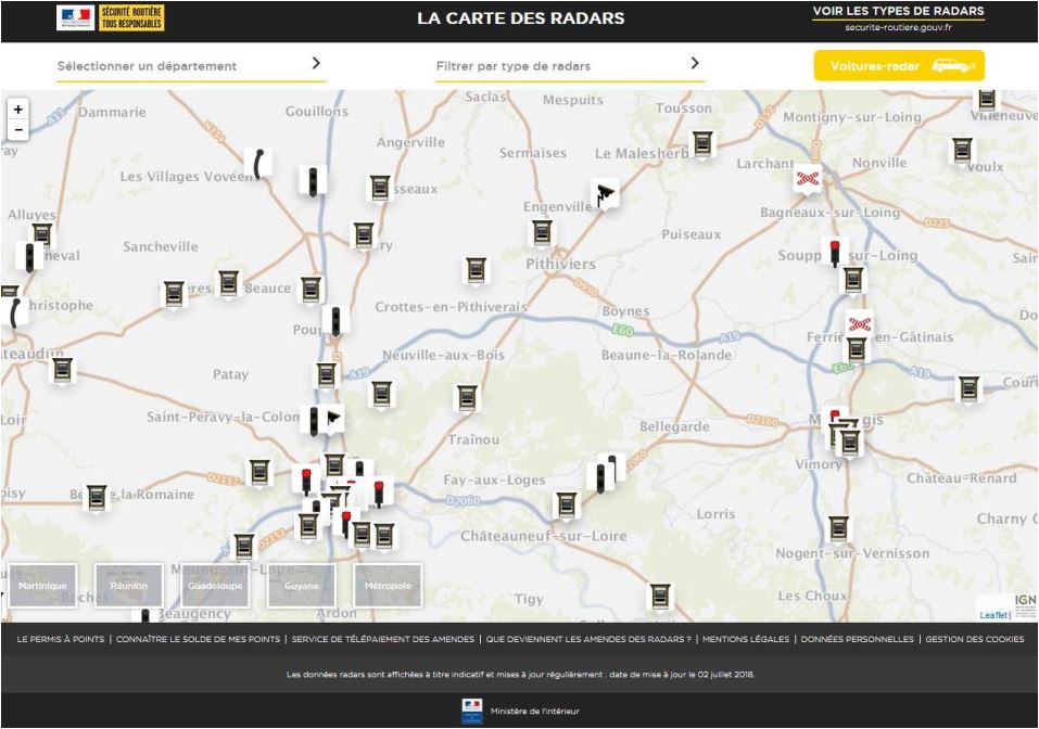 Carte des radars Carte des radars