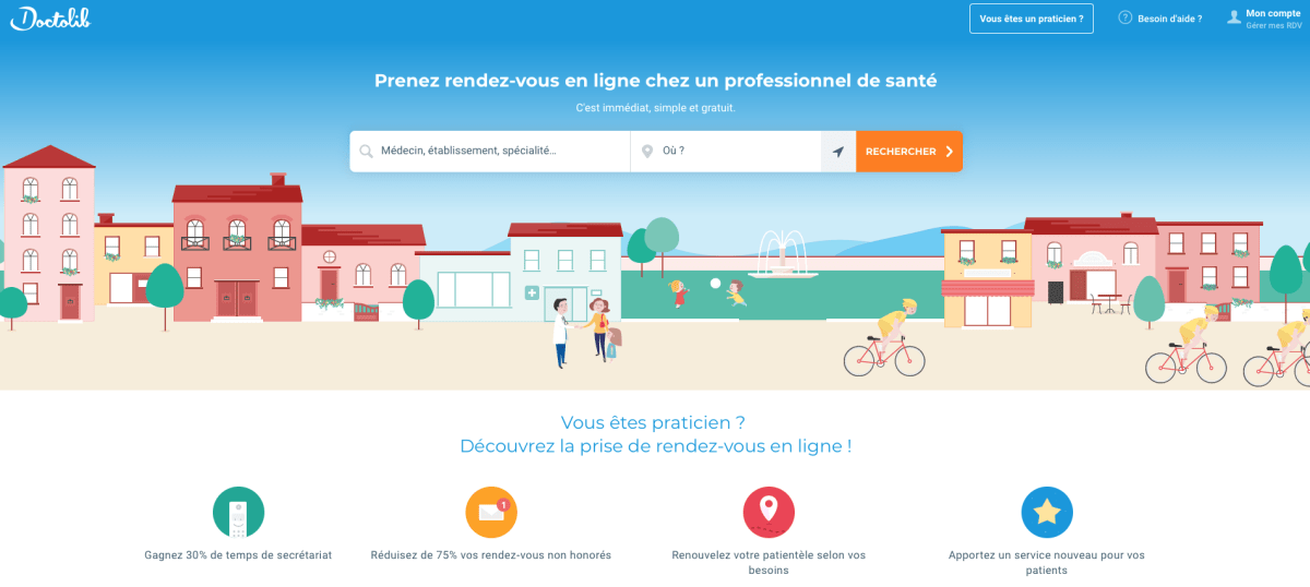 Doctolib va ouvrir les téléconsultations l'année prochaine. // Source : Capture d'écran du site Doctolib prise le 12 juillet 2018