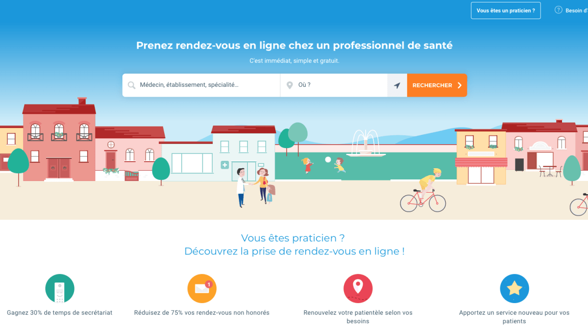 Doctolib va ouvrir les téléconsultations l'année prochaine. // Source : Capture d'écran du site Doctolib prise le 12 juillet 2018