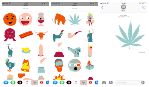 Captures d'écran des stickers sur iMessage.