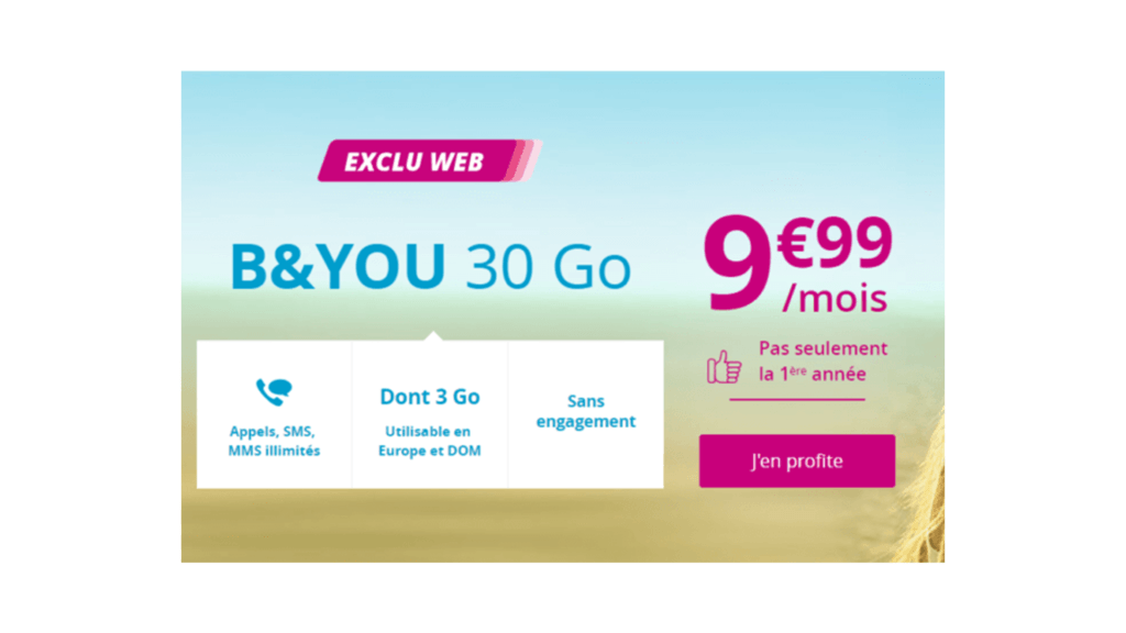 Le Bon Plan Du Jour : Forfait Sans Engagement B&You 30 Go à 9,99 Euros ...